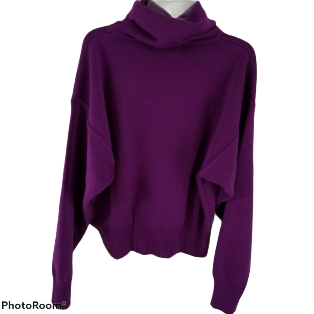 Obermeyer 90s Vintage Ski Turtle Neck Wool Blend Raglan Sleeve Sweater, Size S
